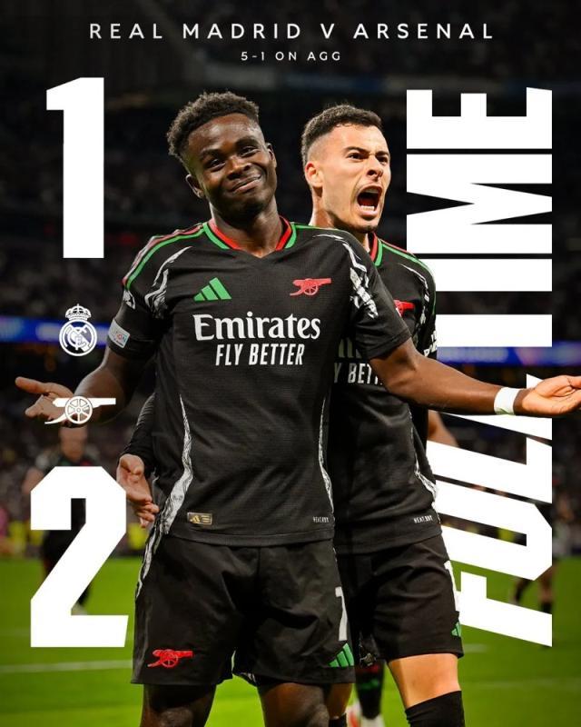 官方网站-【欧冠】萨卡马丁内利破门，阿森纳总分5比1双杀皇马